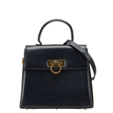 サルヴァトーレフェラガモ ガンチーニ ハンドバッグ ショルダーバッグ 2WAY E210536 ブラック レザー レディース Salvatore Ferragamo 【中古】